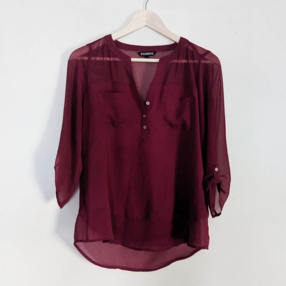 Express Wine Red Top Size XS